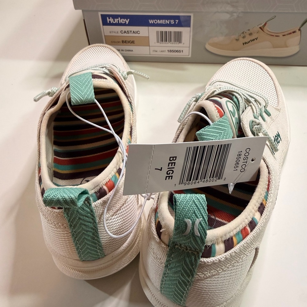 Hurley Women’s Beige & Mint Castaic Lace-Up Sneakers NWT - Picture 6 of 7